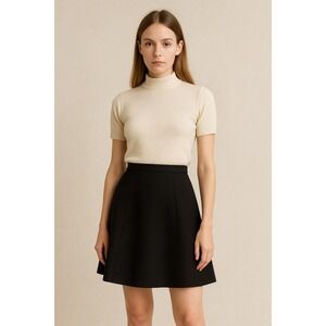 Susie Tompkins Esprit‎ de Corp Black A-Line Wool Skirt Size M woolmark 80s USA